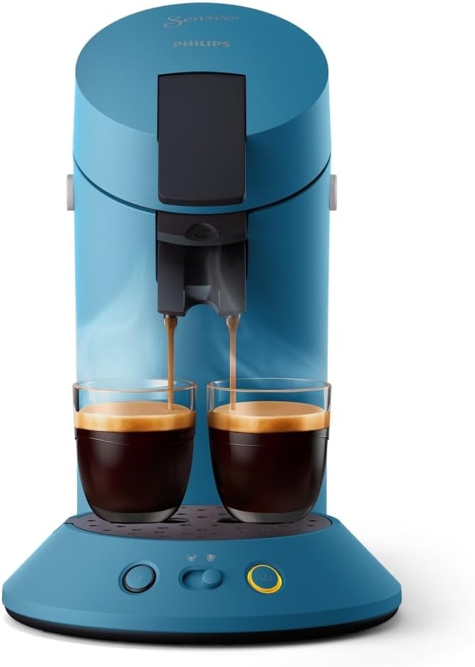 Senseo Original Plus Pod Coffee Machine, Coffee Strength Selection, Coffee Boost Technology, Recycled Plastic, Blue Pavone (CSA210/00)