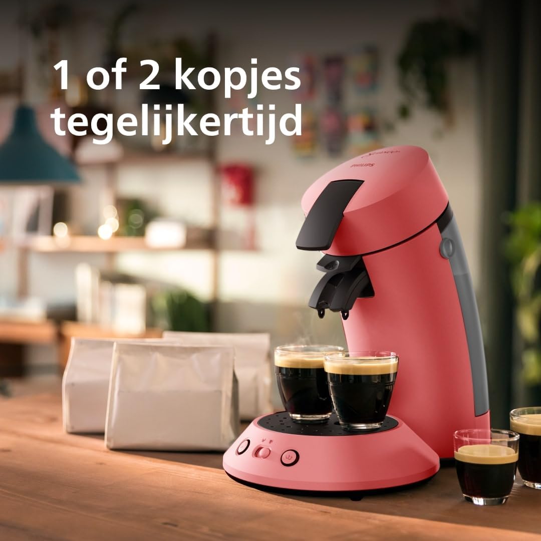 Senseo Original Plus Pod Coffee Machine, Coffee Strength Selection, Coffee Boost Technology, Recycled Plastic, Soft Red (CSA210/35)