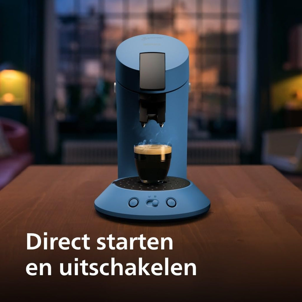 Senseo Original Plus Pod Coffee Machine, Coffee Strength Selection, Coffee Boost Technology, Recycled Plastic, Blue Pavone (CSA210/00)