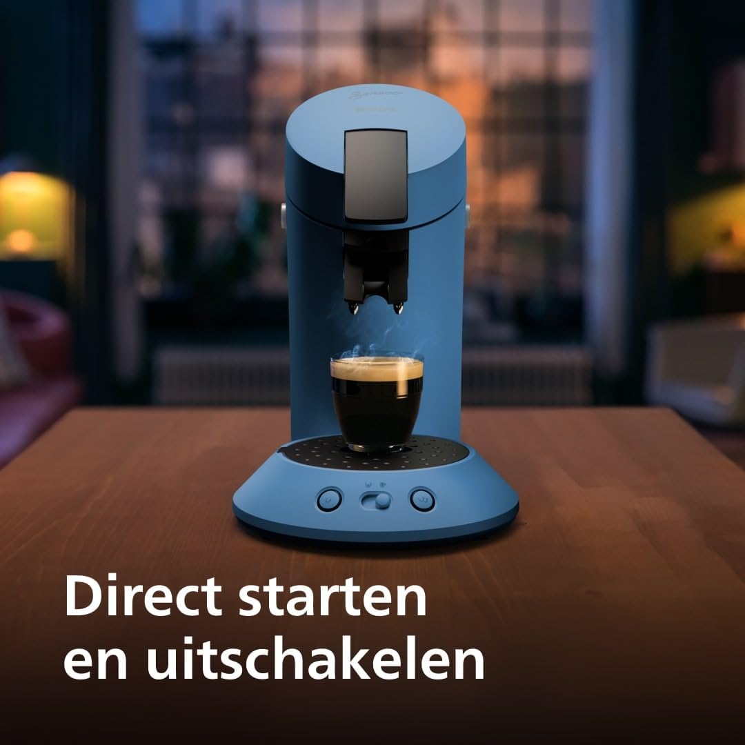 Senseo Original Plus Pod Coffee Machine, Coffee Strength Selection, Coffee Boost Technology, Recycled Plastic, Blue Pavone (CSA210/00)