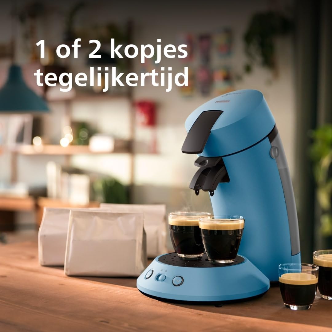 Senseo Original Plus Pod Coffee Machine, Coffee Strength Selection, Coffee Boost Technology, Recycled Plastic, Blue Pavone (CSA210/00)