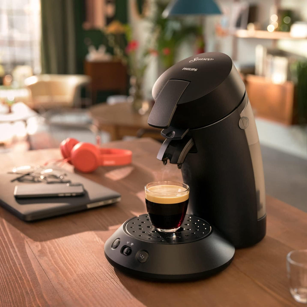 Philips Senseo Original Plus Coffee Pod Machine -2 Coffee Variations (Mild and Intense) -Brew 1 or 2 Cups At the same time -0.7 Liter Water Tank - Matte finish -Intensity Selection -Black -CSA210/60