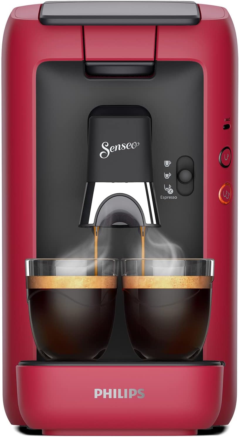 Philips CSA260/90 Senseo Maestro Pod Coffee Machine, 1.2 Liter Water Reservoir, Coffee Strength Selection and Memo Function, Green Product, Colour: Red