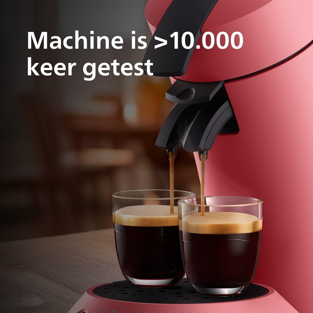 Senseo Original Plus Pod Coffee Machine, Coffee Strength Selection, Coffee Boost Technology, Recycled Plastic, Soft Red (CSA210/35)