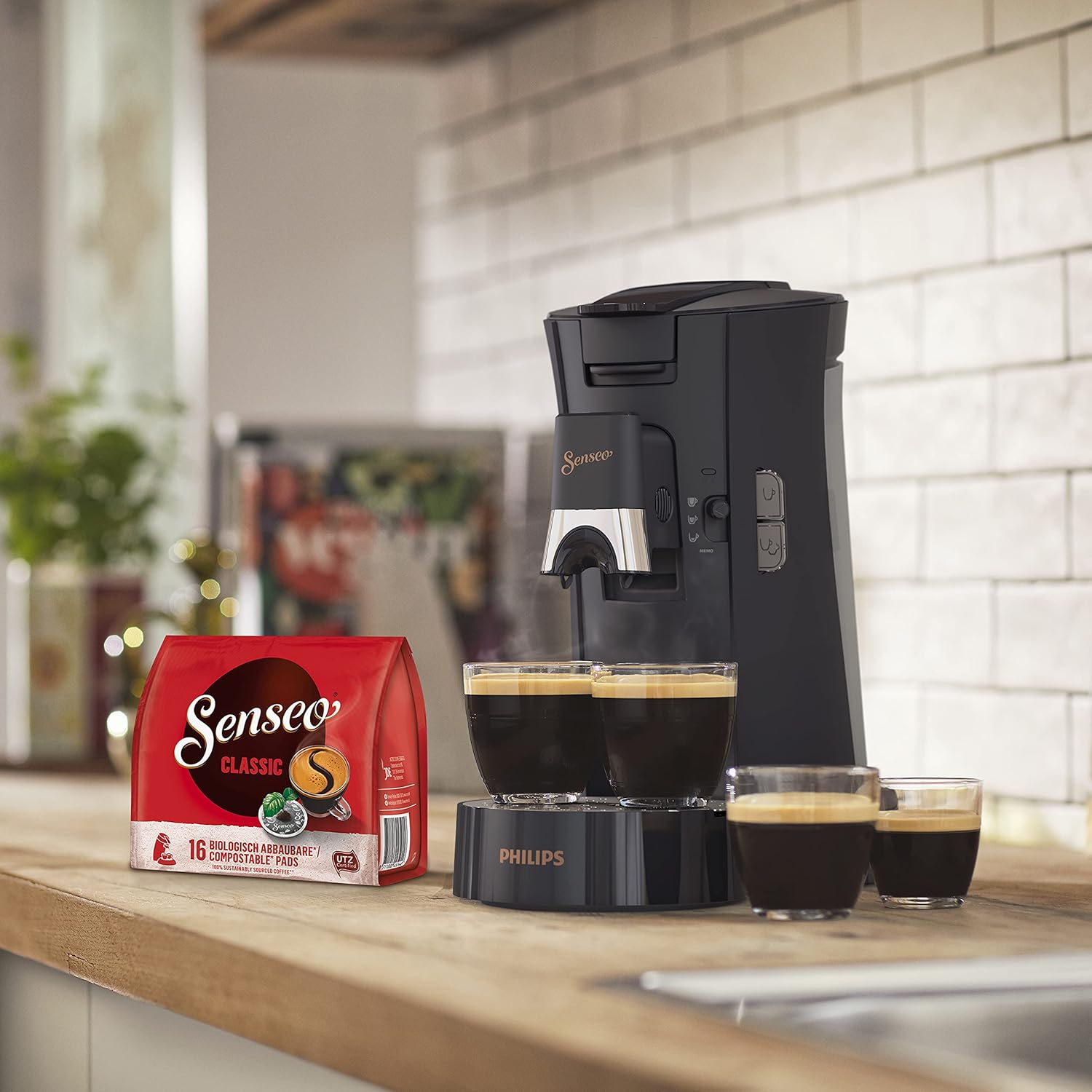 Philips Senseo Select Coffee Pod Maker - 3 Coffee Variations (Mild, Strong, Powerful) - Brew 1 or 2 Cups At Once - 0.9L Water Tank - Adjustable spout - Black (CSA240/60)